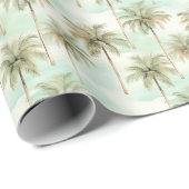Tropische Waterverf Palmbomen Aqua en Tan Cadeaupapier (Rol Hoek)