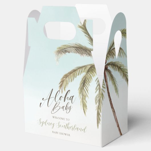Tropische Waterverf palmbomen Baby shower Bedankdoosjes (Geopend)