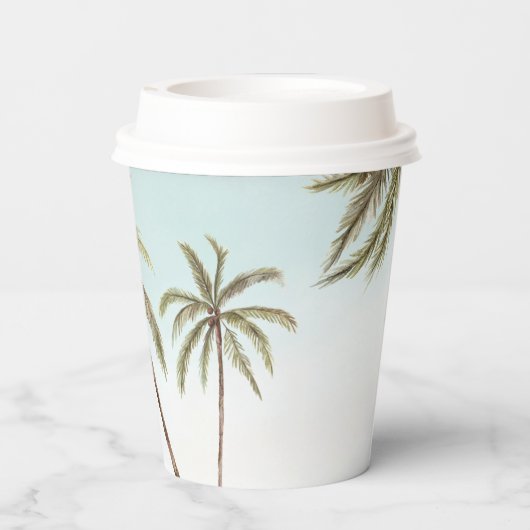 Tropische Waterverf palmbomen Baby shower Papieren Bekers (Achterkant)