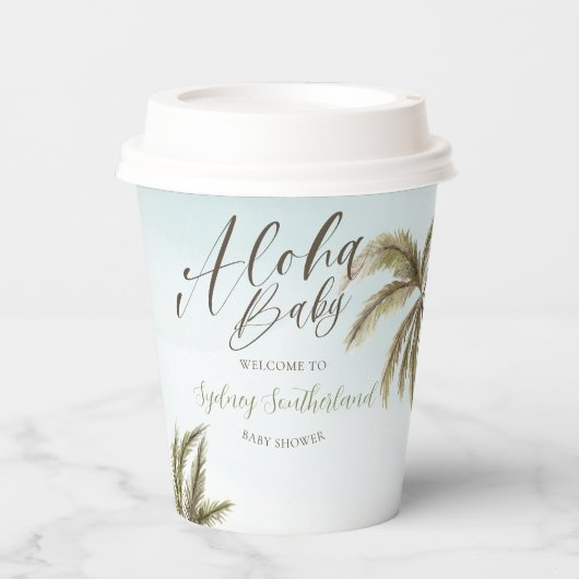 Tropische Waterverf palmbomen Baby shower Papieren Bekers (Voorkant)
