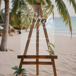 Tropische Waterverf Palmbomen Baby shower Welkom Acryl Bord