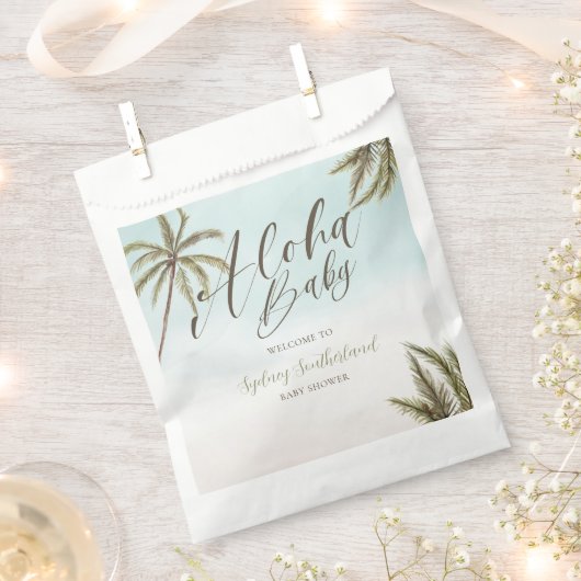 Tropische Waterverf Palmbomen Baby shower Welkom Bedankzakje (Geknipt)