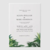 Tropische Waterverf Palmbomen Boho Wedding Vellum Uitnodigingen (Voorkant)