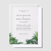 Tropische Waterverf Palmbomen Boho Wedding Vellum Uitnodigingen (Offset)