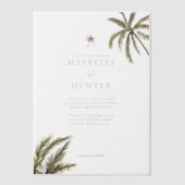 Tropische Waterverf Palmbomen Boho Wedding Vellum Uitnodigingen (Voorkant)