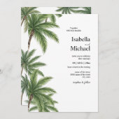 Tropische Waterverf palmbomen bruiloft uitnodiging (Voorkant / Achterkant)
