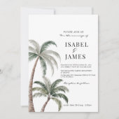 Tropische Waterverf Palmbomen Foto Boho Huwelijk Kaart (Voorkant)