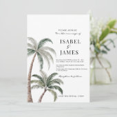 Tropische Waterverf Palmbomen Foto Boho Huwelijk Kaart (Staand voorkant)