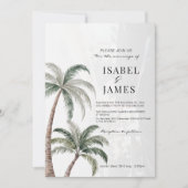 Tropische Waterverf Palmbomen Foto Boho Huwelijk Kaart (Voorkant)