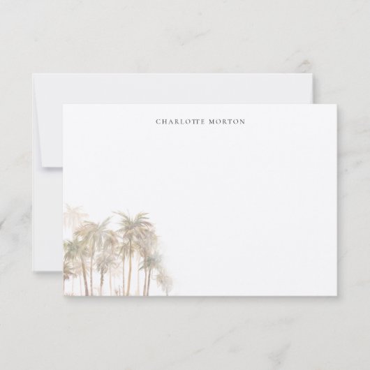 Tropische Waterverf palmbomen gepersonaliseerd Notitiekaartje (Voorkant)
