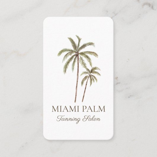 Tropische Waterverf palmboom looiend salon White Visitekaartje (Voorkant)
