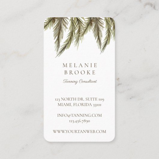 Tropische Waterverf palmboom looiend salon White Visitekaartje (Achterkant)