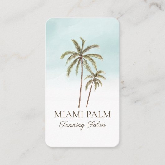 Tropische Waterverf palmboom looisalon Visitekaartje (Voorkant)