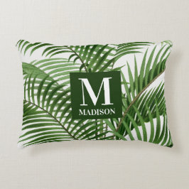 Tropische Waterverf palmboom monogrammen Accent Kussen