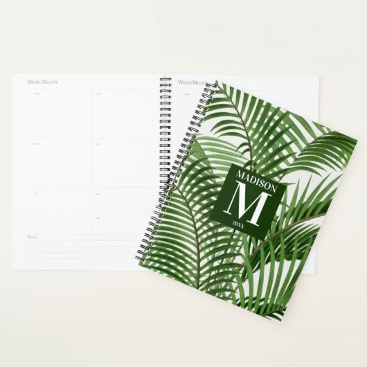 Tropische Waterverf palmboom monogrammen Planner (Display)