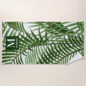 Tropische Waterverf palmboom monogrammen Strandlaken (Voorkant)