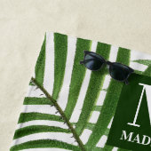 Tropische Waterverf palmboom monogrammen Strandlaken (In situ)