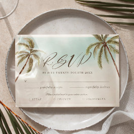 Tropische Waterverf palmboom RSVP Entrée Keuzen Kaartje