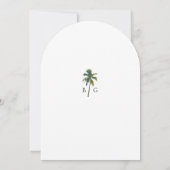 Tropische Waterverf Palmen & Strand Bruiloft Kaart (Achterkant)