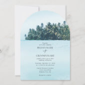 Tropische Waterverf Palmen & Strand Bruiloft Kaart (Voorkant)