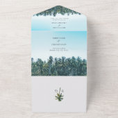 Tropische Waterverf Palmen & Strandbruiloft All In One Uitnodiging (Buitenkant)