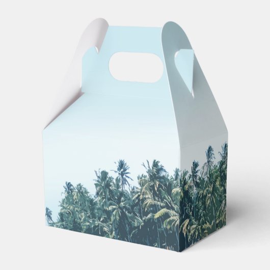 Tropische Waterverf Palmen & Strandbruiloft Bedankdoosjes (Achterkant)