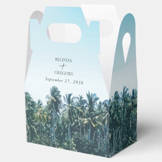 Tropische Waterverf Palmen & Strandbruiloft Bedankdoosjes (Geopend)
