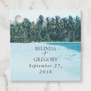 Tropische Waterverf Palmen & Strandbruiloft Bedankjes Labels