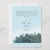 Tropische Waterverf Palmen & Strandbruiloft Bedankkaart (Achterkant)