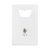 Tropische Waterverf Palmen & Strandbruiloft Creditkaart Flessenopener (Achterkant)