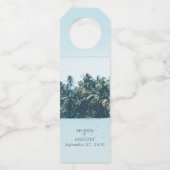 Tropische Waterverf Palmen & Strandbruiloft Flessenhanger (Voorkant)