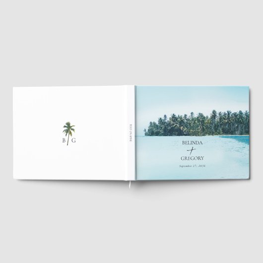 Tropische Waterverf Palmen & Strandbruiloft Gastenboek (Volledig)