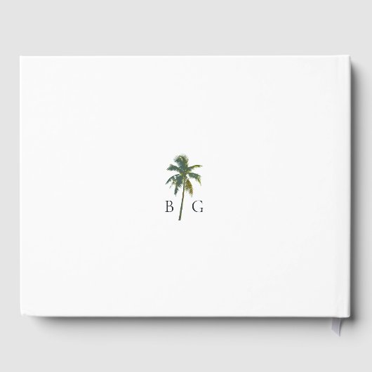 Tropische Waterverf Palmen & Strandbruiloft Gastenboek (Achterkant)