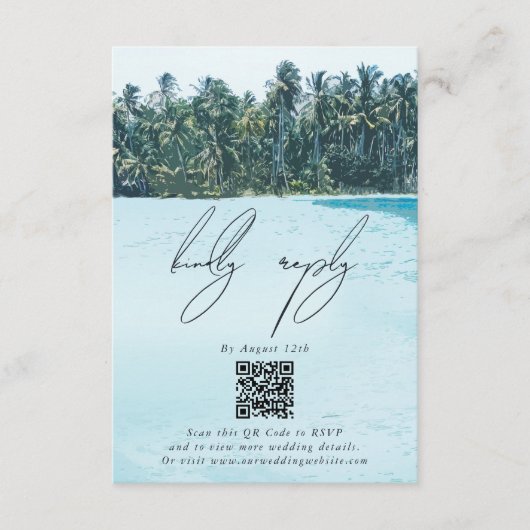 Tropische Waterverf Palmen & Strandbruiloft Informatiekaartje (Voorkant)