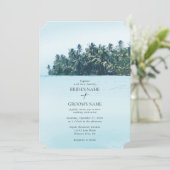 Tropische Waterverf Palmen & Strandbruiloft Kaart (Staand voorkant)