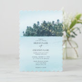 Tropische Waterverf Palmen & Strandbruiloft Kaart (Staand voorkant)