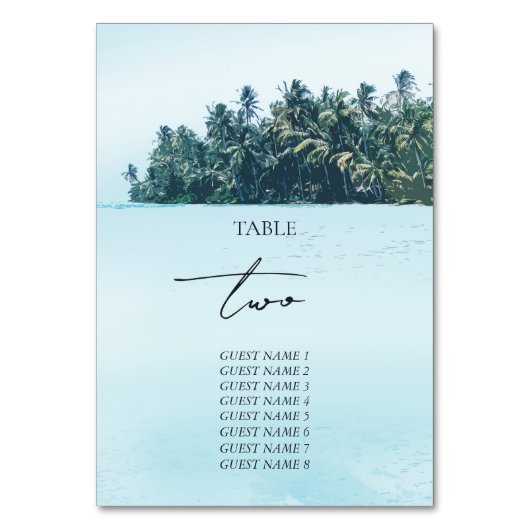 Tropische Waterverf Palmen & Strandbruiloft Kaart (Voorkant)