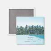 Tropische Waterverf Palmen & Strandbruiloft Magneet (Voorkant / Achterkant)