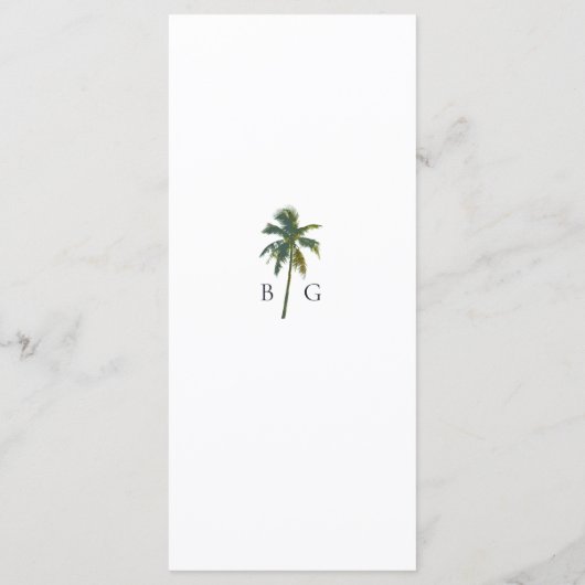 Tropische Waterverf Palmen & Strandbruiloft Menu (Achterkant)