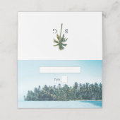 Tropische Waterverf Palmen & Strandbruiloft Plaatskaartje (Buitenkant ongevouwen)