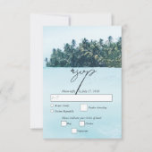 Tropische Waterverf Palmen & Strandbruiloft RSVP Kaartje (Voorkant)