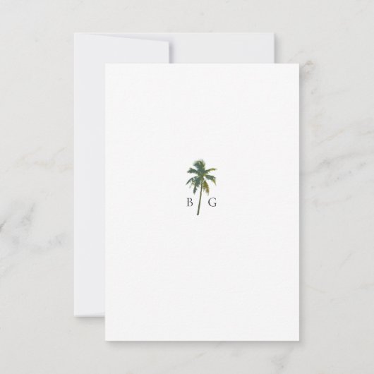 Tropische Waterverf Palmen & Strandbruiloft RSVP Kaartje (Achterkant)