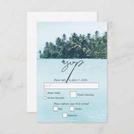 Tropische Waterverf Palmen & Strandbruiloft RSVP Kaartje