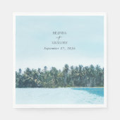 Tropische Waterverf Palmen & Strandbruiloft Servet (Voorkant)