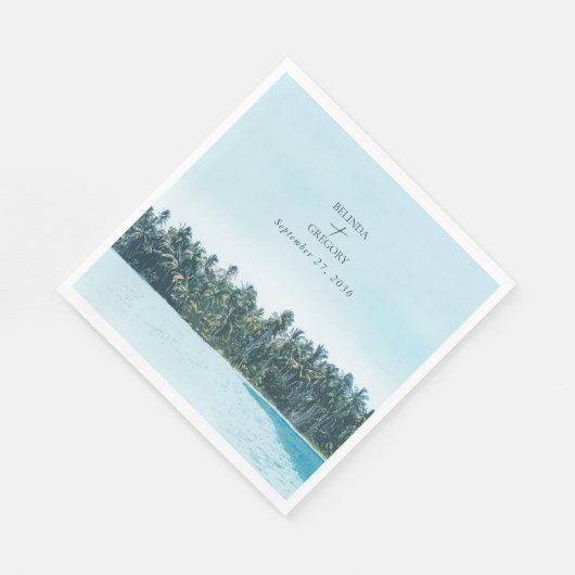 Tropische Waterverf Palmen & Strandbruiloft Servet (Hoek)