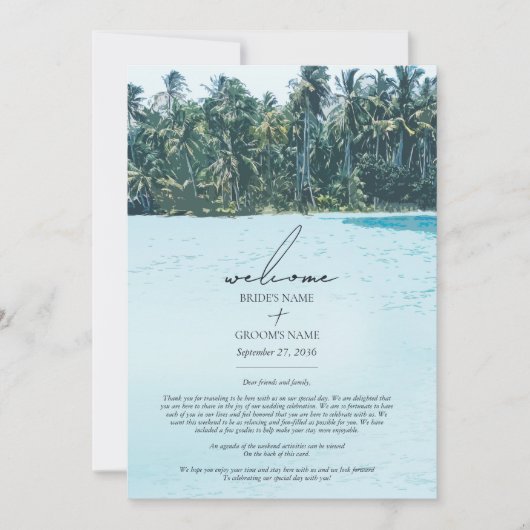Tropische Waterverf Palms Beach Wedding Route (Voorkant)