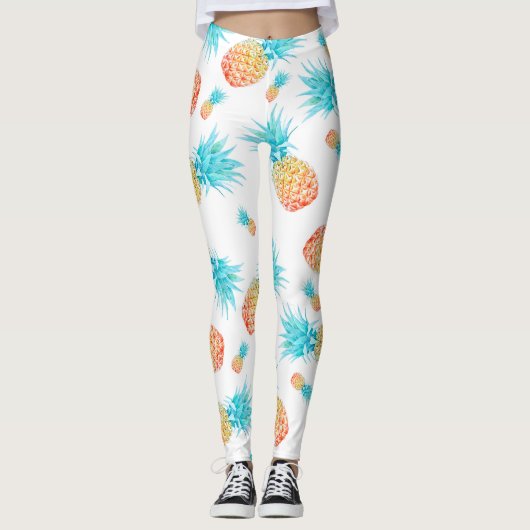 Tropische Waterverf Pananasseiroop Leggings (Voorkant)