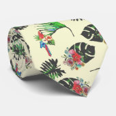 Tropische Waterverf Parrot en Leaves Pattern Stropdas (Opgerold)