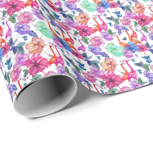 Tropische Waterverf Patroon Cadeaupapier (Rol Hoek)