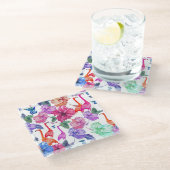 Tropische Waterverf Patroon Glazen Onderzetter (Schuin)